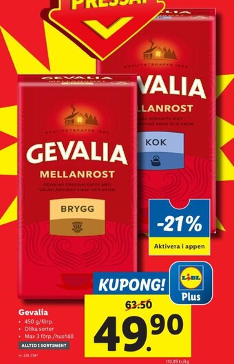 Lidl Gevalia erbjuda
