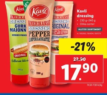 Lidl Kavli dressing erbjuda