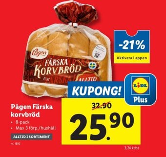 Lidl Pågen Färska korvbröd erbjuda