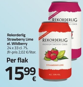 Fleggaard Rekorderlig Strawberry Lime el. Wildberry erbjuda
