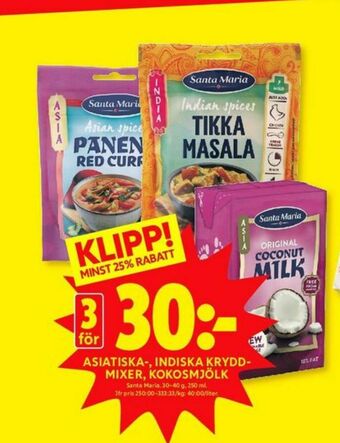 ICA Kvantum Santa Maria Kokosmjölk erbjuda