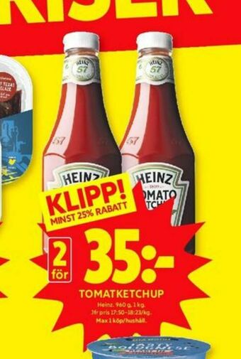 ICA Kvantum Heinz Ketchup erbjuda