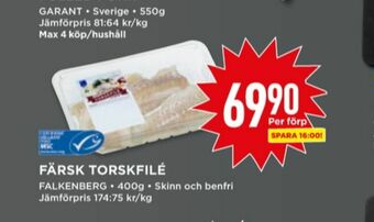 Willys Falkenberg Seafood Torskfilé erbjuda