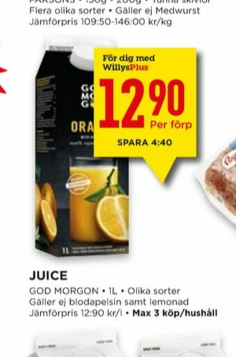 Willys God Morgon Juice erbjuda