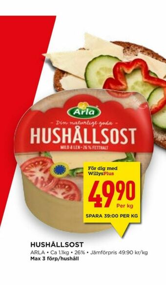 Willys Hemma Arla Hushållsost erbjuda