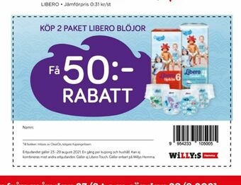 Willys Hemma Libero Rabatt erbjuda