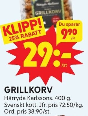 Ica Hajen Lagpris GRILLKORV erbjuda