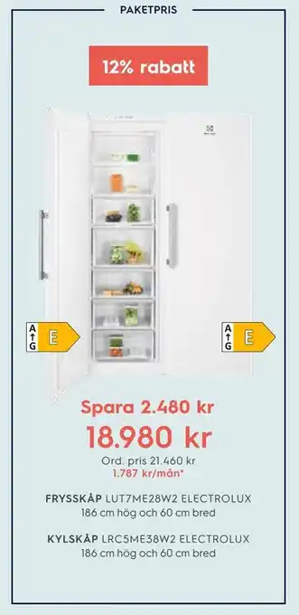 Frysskåp + kylskåp