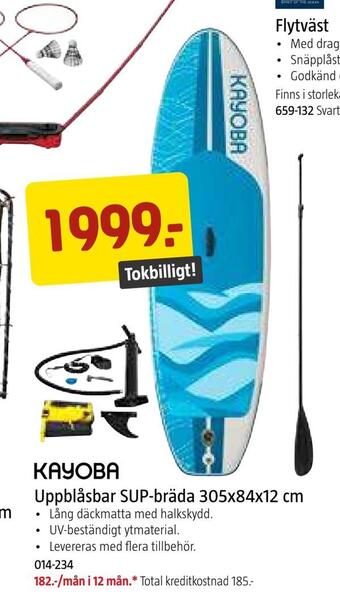 Jula Uppblåsbar sup-bräda 305x84x12 cm erbjuda