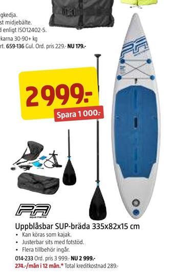 Jula Uppblåsbar sup-bräda 335x82x15 cm erbjuda