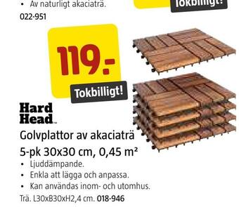 Jula Golvplattor av akaciaträ 5-pk 30x30 cm, 0,45 m2 erbjuda