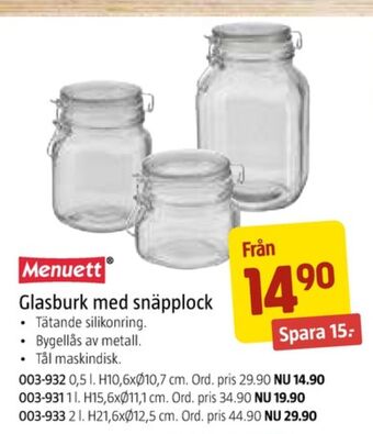 Jula Menuett konserveringsglas erbjuda