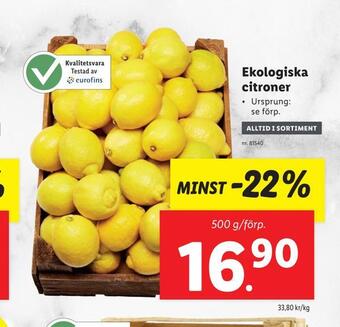 Lidl Ekologiska citroner erbjuda