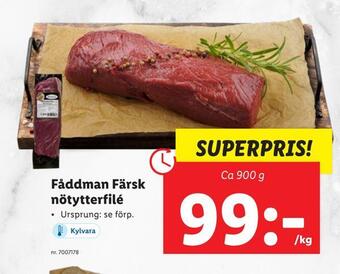 Lidl Fåddman färsk nötytterfilé erbjuda
