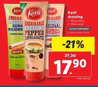Lidl Kavli dressing erbjuda