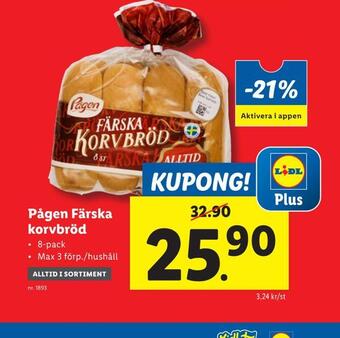 Lidl Pågen färska korvbröd erbjuda