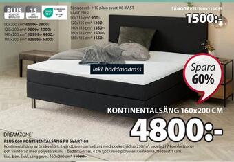 JYSK Plus c60 kontinentalsäng pu svart-08 erbjuda