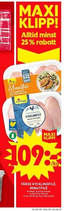 ICA Maxi Kronfågel kycklingfilé erbjuda