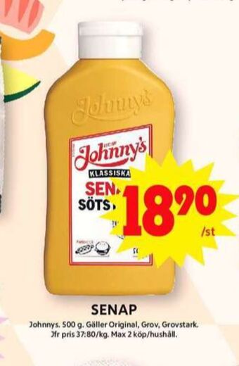 ICA Maxi Johnnys senap erbjuda