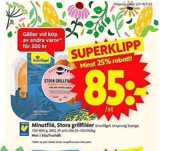 ICA Supermarket Kronfågel kycklingfilé erbjuda