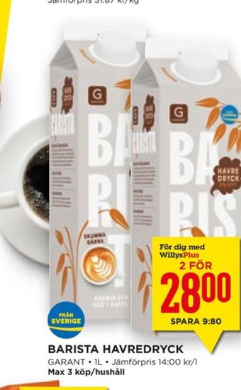 Willys Hemma Barista havredryck erbjuda