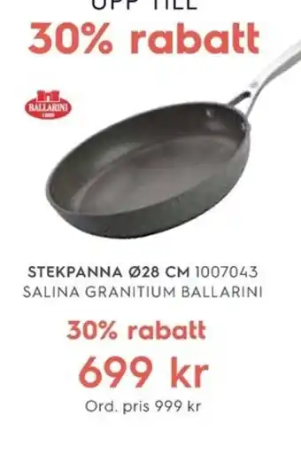 Electrolux Home STEKPANNA Ø28 CM 1007043 SALINA GRANITIUM BALLARINI erbjuda
