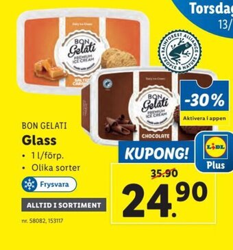 Lidl BON GELATI Glass erbjuda
