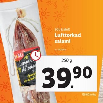 Lidl SOL & MAR Lufttorkad salami erbjuda
