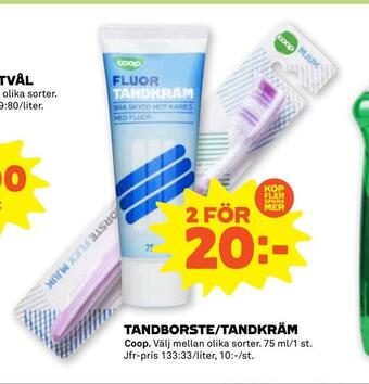 Stora Coop Tandborste/tandkräm erbjuda