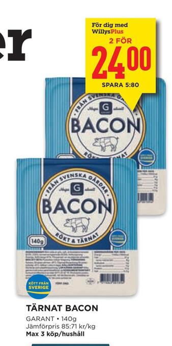 Willys Tärnat bacon erbjuda