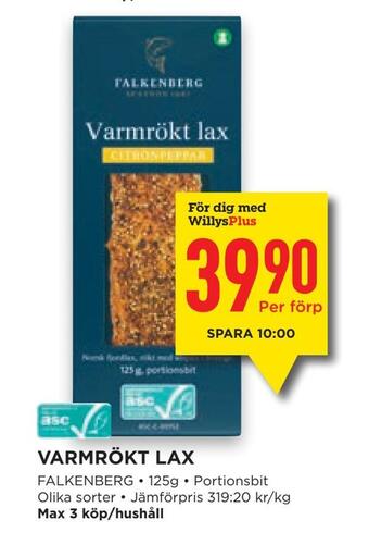 Willys Varmrökt lax erbjuda