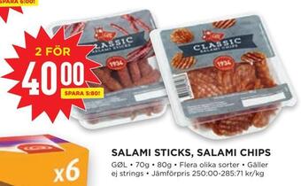 Willys Salami sticks, salami chips erbjuda