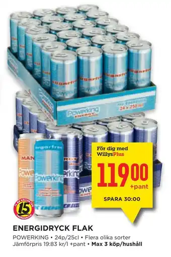 Willys Energidryck flak erbjuda