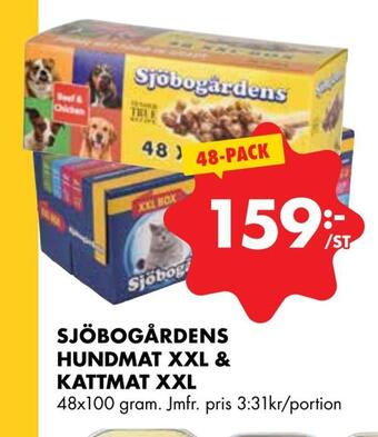 ÖoB Sjöbogårdens hundmat xxl & kattmat xxl erbjuda