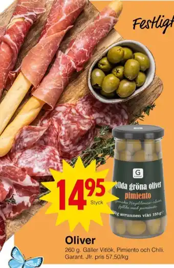 Matöppet Garant oliver erbjuda