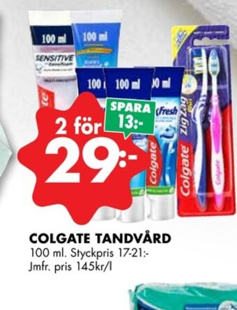 ÖoB Colgate tandkräm erbjuda