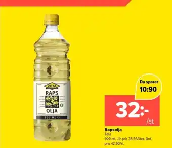 Coop Extra Zeta rapsolja erbjuda