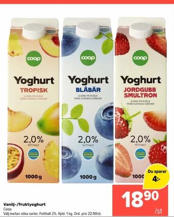 Coop Extra Coop yoghurt erbjuda