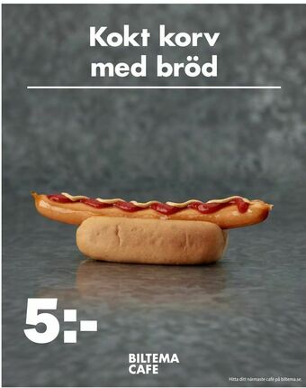 Biltema Kokt korv med bröd erbjuda