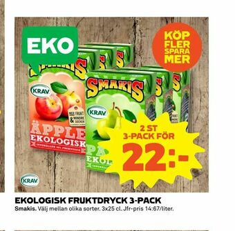 Coop Extra Ekologisk fruktdryck 3-pack erbjuda