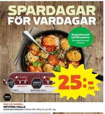 Coop Daglivs Nötfärs i rulle erbjuda