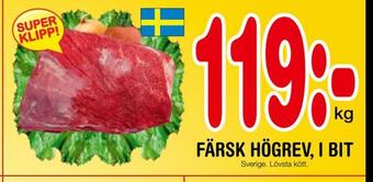Nya Pulsen Färsk högrev, i bit erbjuda