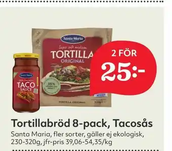 Hemköp Tortillabröd 8-pack, Tacosås erbjuda