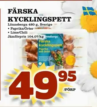 Färska kycklingspett
