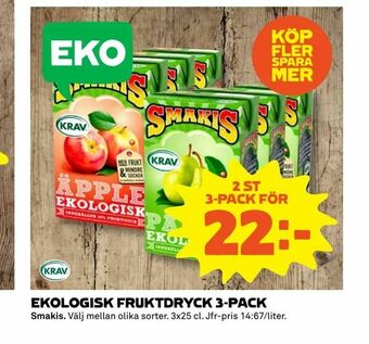 Coop Extra Ekologisk fruktdryck 3-pack erbjuda