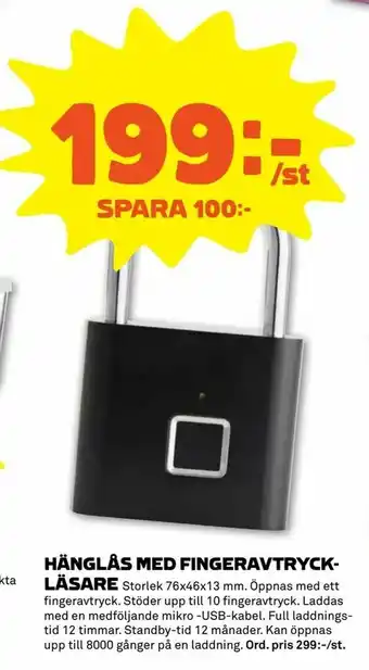 Hänglås med fingeravtryckläsare