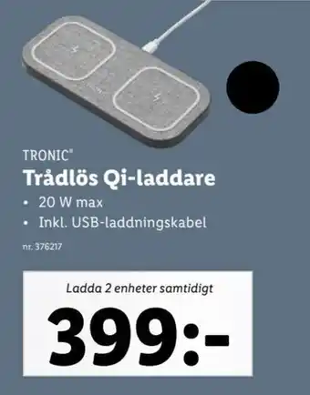 Lidl TRONIC Trådlös Qi-laddare erbjuda