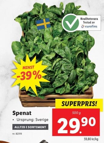 Lidl Spenat erbjuda