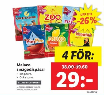 Lidl Malaco smågodispåsar erbjuda