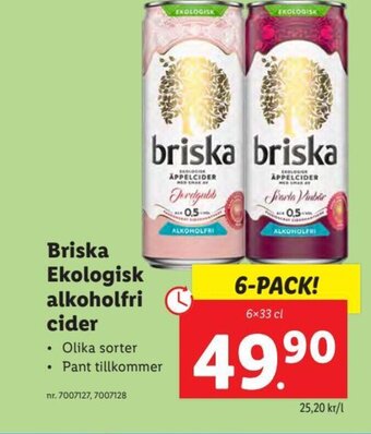 Lidl Briska Ekologisk alkoholfri cider erbjuda
